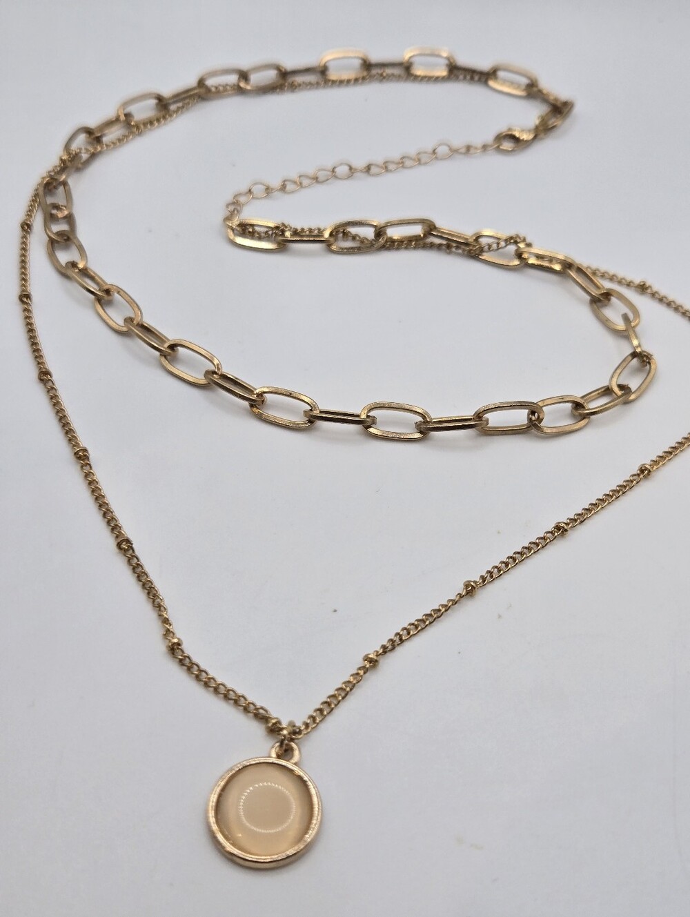 Gold Paperclip Watch Chain 2 Strand Necklace 18" Victorian Revival Aesthetic